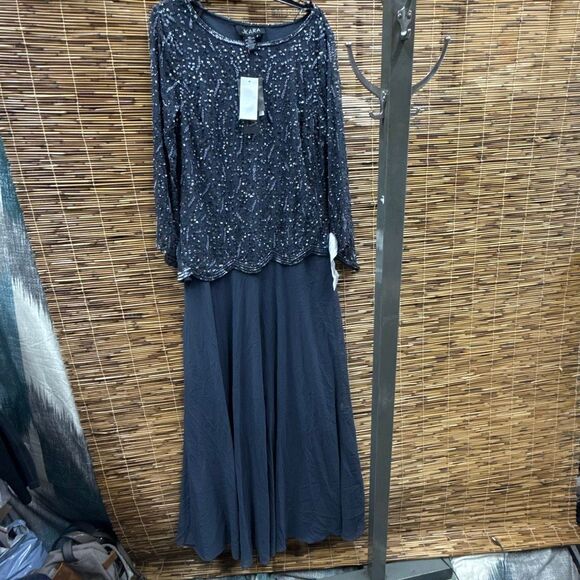 JKARA Womens Mesh Embellished Evening Dress Size 8 - Picture 2 of 3